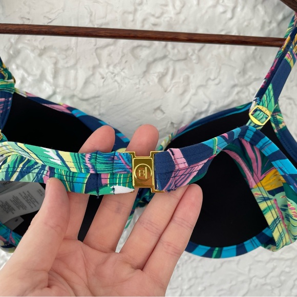 Bleu Rod Beattie Push-up Front Twist Tropical Bikini Swim Top Size 6 Navy - Picture 6 of 11